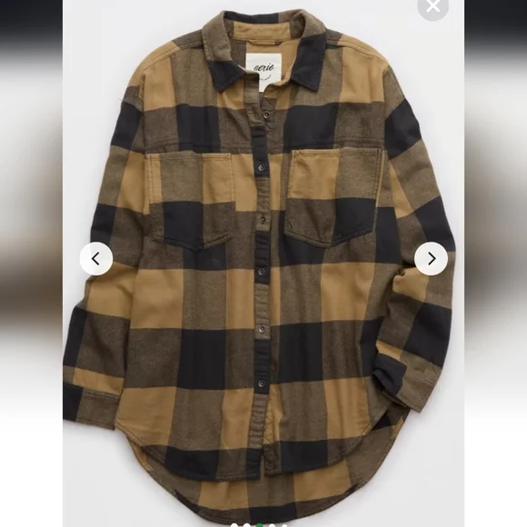 Aerie Men's Casual Plaid Shirt - Navy and Beige NWOT - Picture 2 of 8